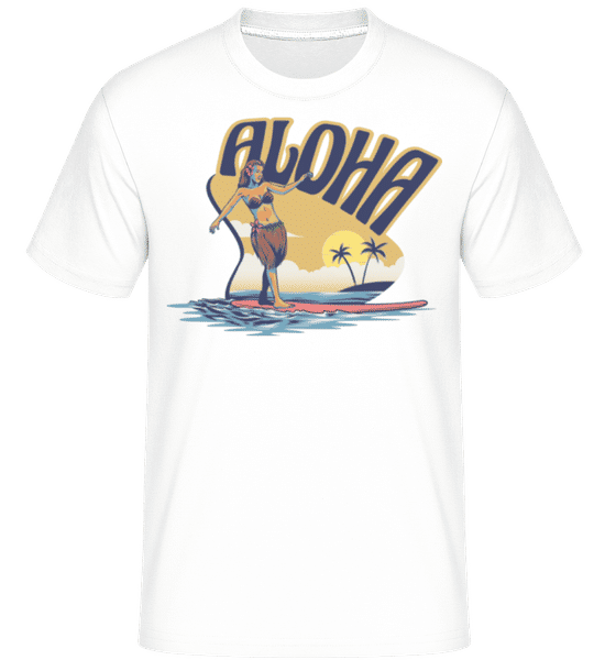 Aperçu: Surfer Aloha -  T-Shirt Shirtinator homme - Blanc - Devant