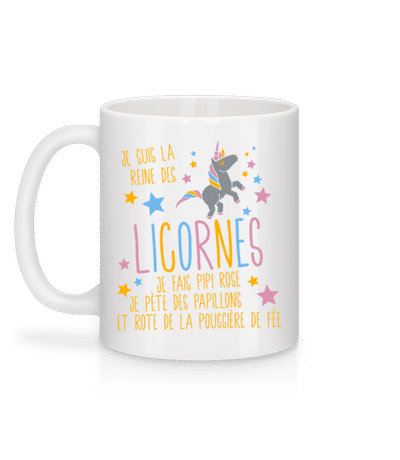 Je Suis La Reine Des Licornes - Mug en céramique blanc - Blanc - Derrière