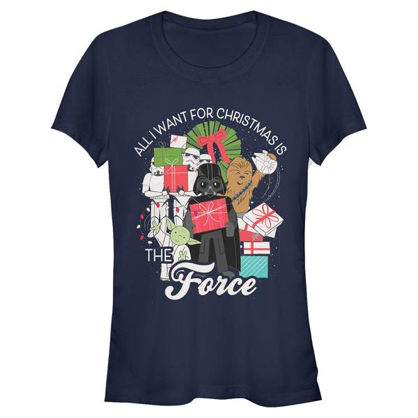 Aperçu: Star Wars - Darth Vader Galaxy Christmas - Christmas - Femme T-shirt - Bleu marine - Devant