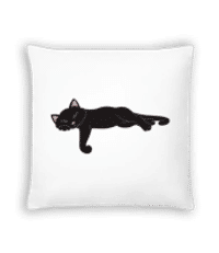 Schlafende Katze Schwarz - Kissen - Weiß - Vorne