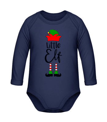 Little Elf - Baby Organic Longsleeve Romper - Navy - Front