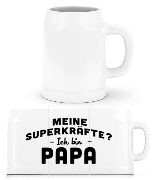 Vorschau: Superkräfte Papa - Bierkrug - Weiß - Vorne