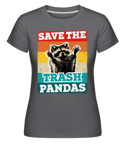 Aperçu: Save The Trash Pandas -  T-shirt Shirtinator femme - Anthracite - Devant