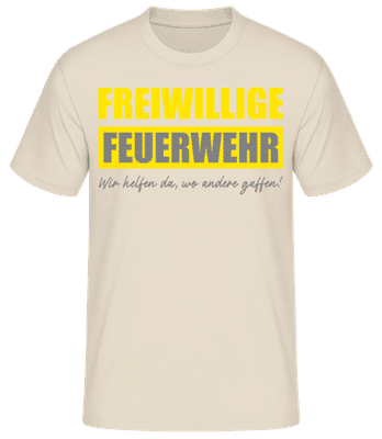 Wir Helfen Da Wo Andere Gaffen - Männer Basic T-Shirt - Creme - Vorne