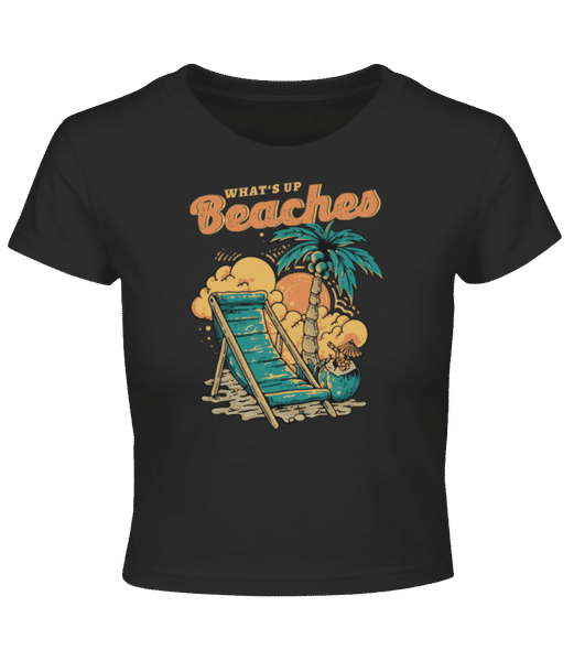 Vorschau: Whats Up Beaches - Crop T-Shirt - Schwarz - Vorne