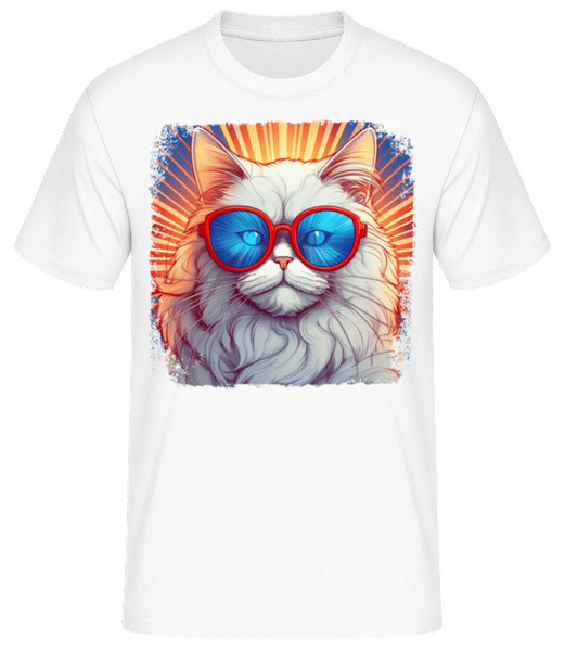 Aperçu: Chat Persan Look Hippie - T-shirt standard Homme - Blanc - Devant