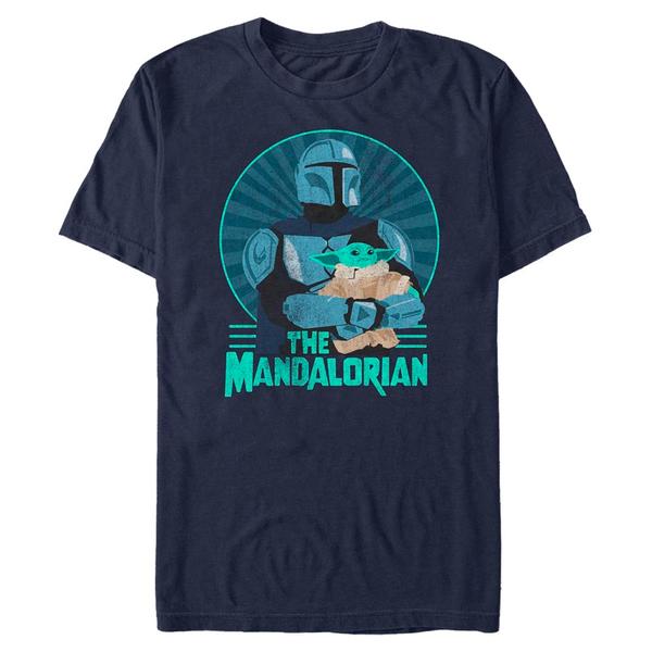 Aperçu: Star Wars - The Mandalorian - Mandalorian & the Child Mando and Child - Homme T-shirt - Bleu marine - Devant