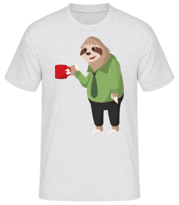 Paresseux Boit Du Café - T-shirt standard Homme - Gris chiné - Devant