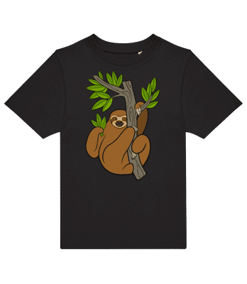 Sloth On The Tree - Kids B&C T-Shirt - Black - Front