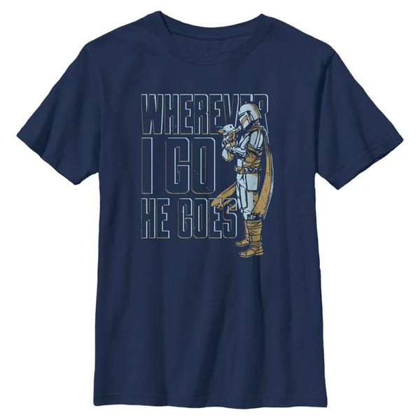 Preview: Star Wars - The Mandalorian - Mandalorian & the Child It Follows - Kids T-Shirt - Navy - Front