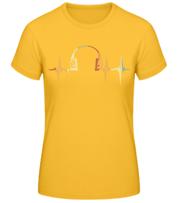Kopfhörer Herzschlag - Frauen Basic T-Shirt - Goldgelb - Vorne