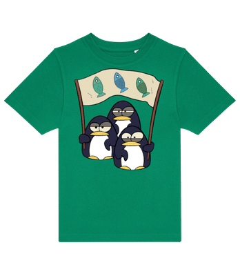 Les Pingouins Attendent Les Poissons - T-shirt enfants B&C - Vert irlandais - Devant