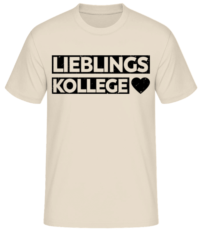 Vorschau: Lieblingskollege Schwarz - Männer Basic T-Shirt - Creme - Vorne
