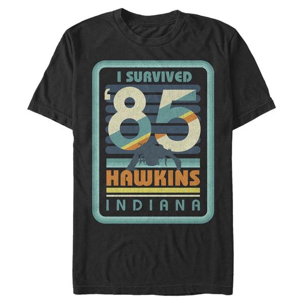 Aperçu: Netflix - Stranger Things - Text I Survived Hawkins - Homme T-shirt - Noir - Devant