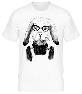 Hipster Hase - Männer Basic T-Shirt - Weiß - Vorne