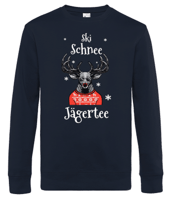 Après Ski Schnee Jägertee - Männer Standard Pullover - Marine - Vorne
