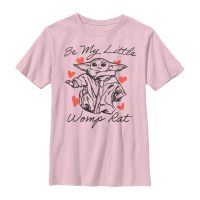 Star Wars - Mandalorián - The Child Be My Womp Rat - Deň svätého Valentína - Detské Tričko - Ružová - Predné