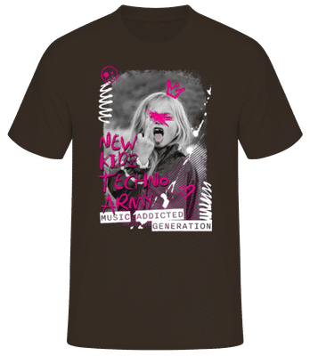 New Kidz Techno Army - Pánske basic tričko - Hnedá - Predné