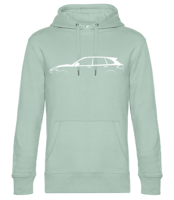 'Porsche Cayenne 958' Silhouette - Unisex premium mikina - Mätová zelená - Predné