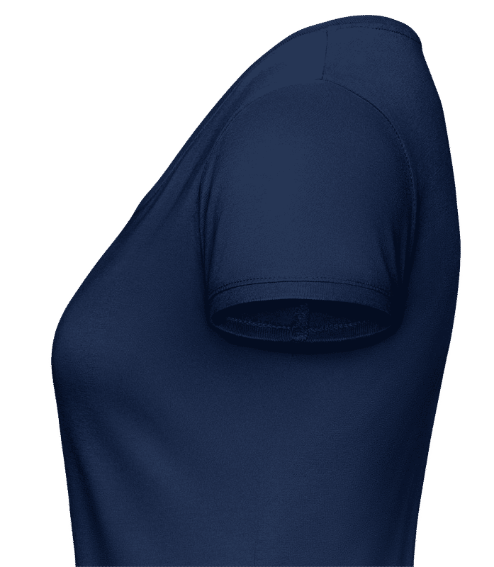 Aperçu: T-shirt col en U Femme - Bleu marine - Gauche