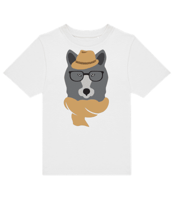 Hipster Wolf - Kinder T-Shirt B&C - Weiß - Vorne