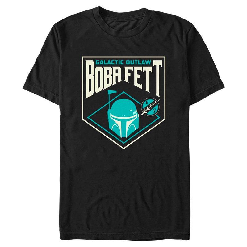 Náhľad: Star Wars - Book of Boba Fett - Boba Fett Galactic Outlaw Badge - Pánske Tričko - Čierna - Predné