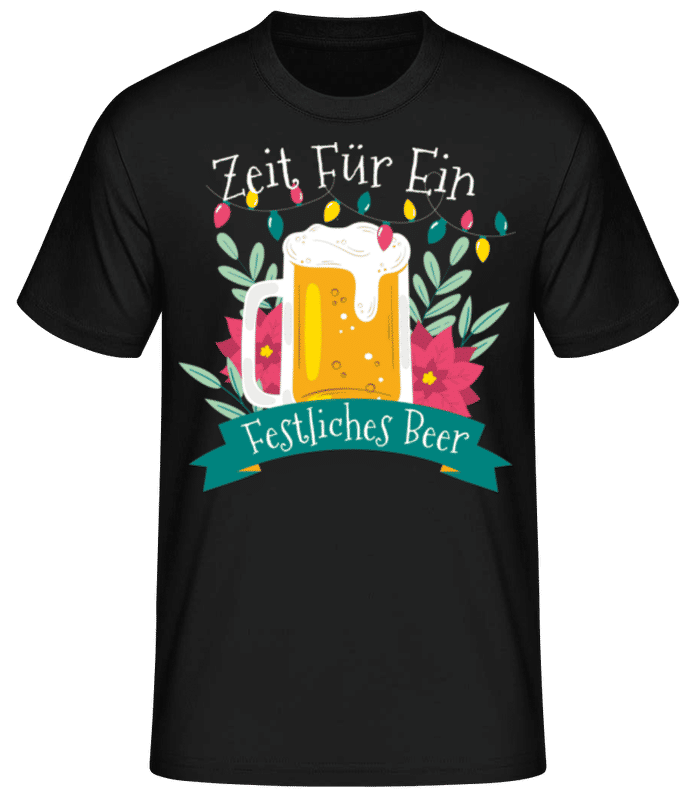 Vorschau: Festliches Bier - Männer Basic T-Shirt - Schwarz - Vorne