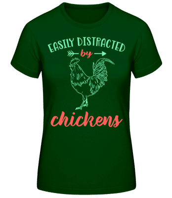 Distracted By Chickens - Dámské basic tričko - Bottle green - Napřed