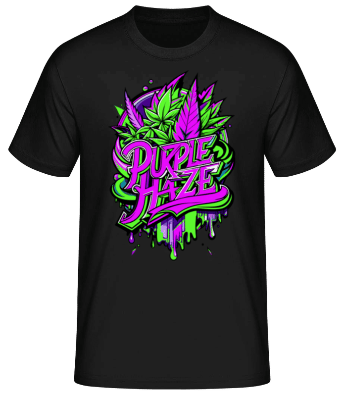 Náhled: Cannabis Purple Haze Green - Pánské basic tričko - Černá - Napřed
