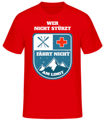 Skifahren Wer Nicht Stürzt Limit - Männer Basic T-Shirt - Rot - Vorne