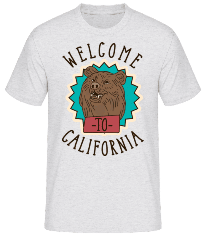 Vista previa: Welcome To California - Camiseta básica para hombre - Gris moteado - delante