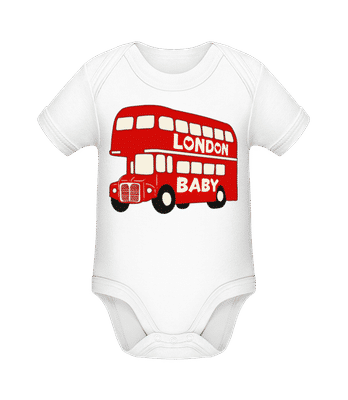 London City Transport Red Bus Baby - Bio body pre deti - Biela - Predné