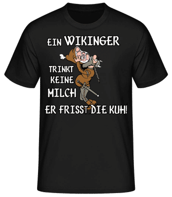 Wikinger Fressen Die Kuh - Männer Basic T-Shirt - Schwarz - Vorne