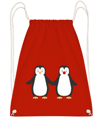 Pinguin Paar - Turnbeutel - Rot - Vorn