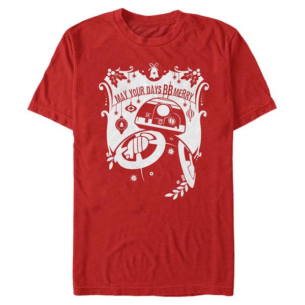Aperçu: Star Wars - Le Réveil de la Force - BB-8 BB Merry - Christmas - Homme T-shirt - Rouge - Devant