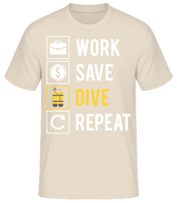 Work Save Dive Repeat - Men's Basic T-Shirt - Cream - Front