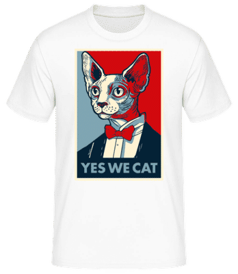 Yes We Cat - Männer Basic T-Shirt - Weiß - Vorne