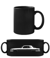 'Mercedes-Benz 350SLC C107' Silhouette - Čierny hrnček - Čierna - Predné