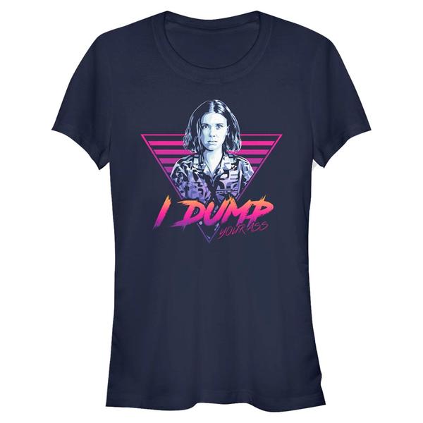 Aperçu: Netflix - Stranger Things - Eleven Dump Your Ass - Femme T-shirt - Bleu marine - Devant