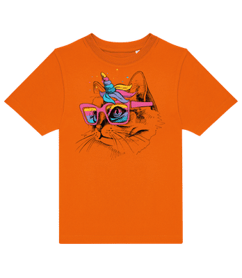 Unicorn Party Cat - Kids B&C T-Shirt - Orange - Front