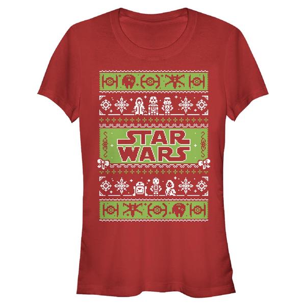 Náhľad: Star Wars - Logo Xmas Time - Vianoce - Dámske Tričko - Červená - Predné