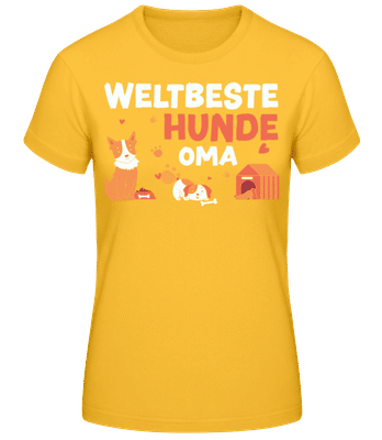 Weltbeste Hunde Oma - Frauen Basic T-Shirt - Goldgelb - Vorne