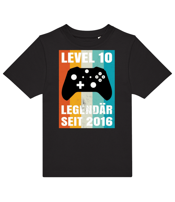 Vorschau: Kindergeburtstag Level 10 - Kinder T-Shirt B&C - Schwarz - Vorne