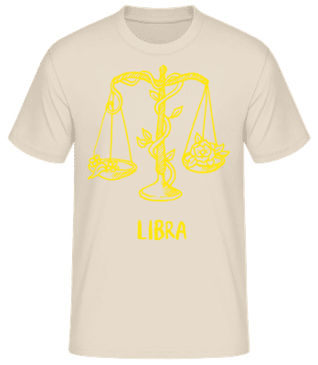 Scribble Style Zodiac Sign Libra - Men's Basic T-Shirt - Cream - Front