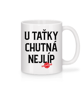 U Taťky Chutná Nejlíp - Keramický hrnek - Bílá - Napřed