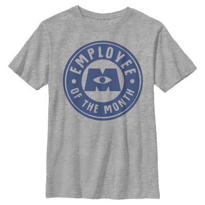 Pixar - Monstruos - Logo Employee Badge - Niños Camiseta - Gris moteado - delante