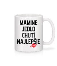 Mamine Jedlo Chutí Najlepšie - Keramický hrnček - Biela - Predné