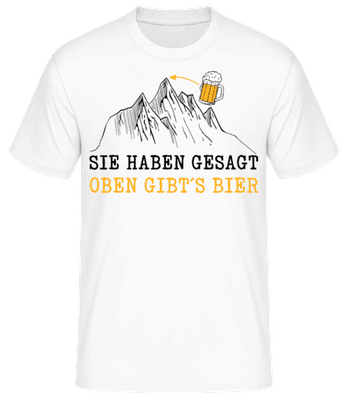 Oben Gibts Bier - Männer Basic T-Shirt - Weiß - Vorne