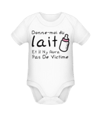 Donne-Moi Du Lait - Body manches courtes bio - Blanc - Devant
