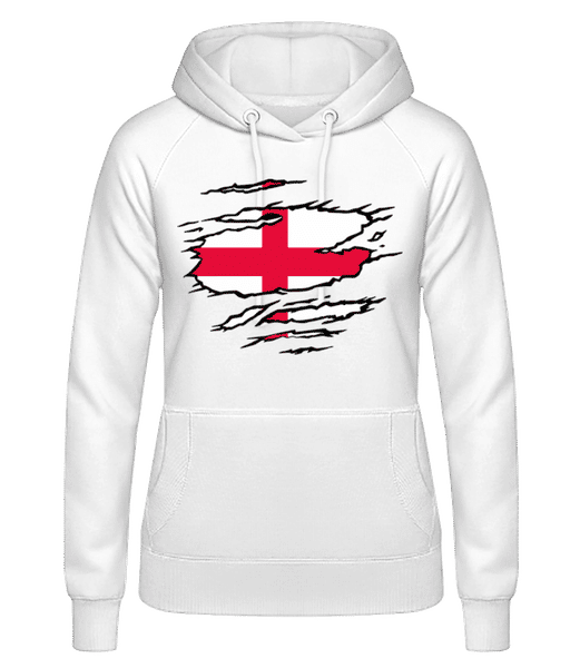 Vorschau: Ripped Flag England - Frauen Hoodie - Weiß - Vorne